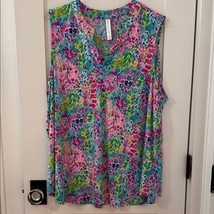 Scarlett Vibrant Floral Sleeveless Blouse - Pink and Blue